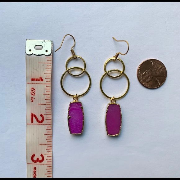 Beautiful pink druzy & hoop earrings by Sparkazilla on Etsy. - Picture 6 of 6